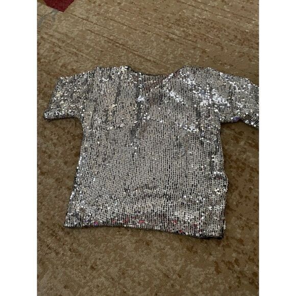 Vintage Women's Medium Joseph Le Bon Sequin Design Shirt 100% Silk - Picture 4 of 5